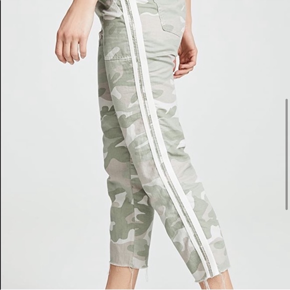 MOTHER Pants - MOTHER THE SHAKER CHOP CROP FRAY Linen Blend Desert Print Camo Jeans Pan…
